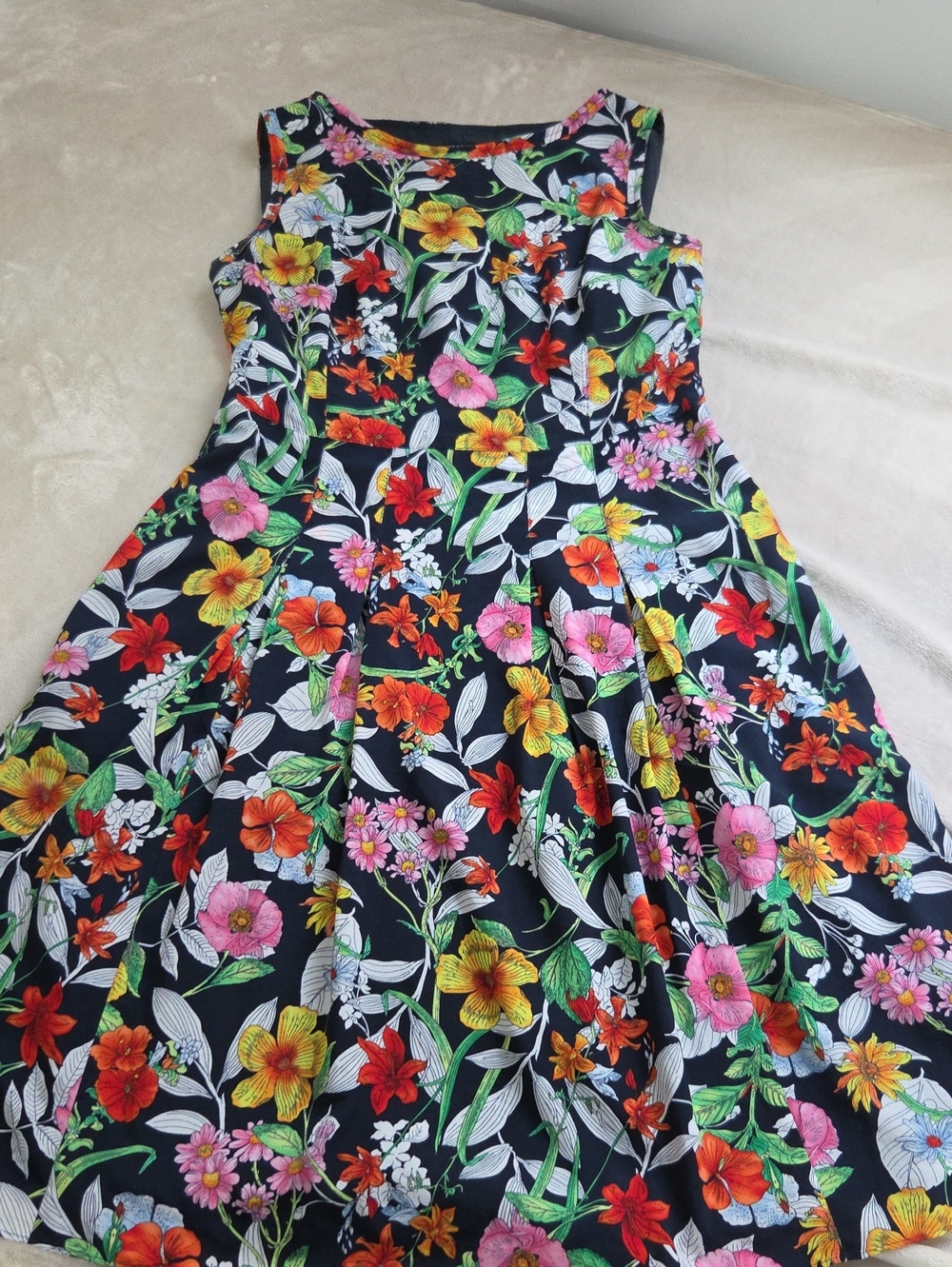 Jones New York Black Floral Fit-and-Flare Dress with Multicolor Flowers